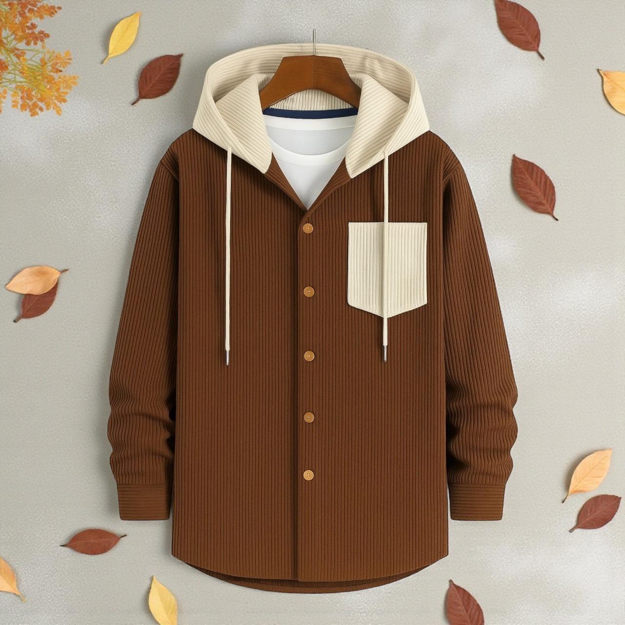 Lite Brown Luxuries Full Sleeve Cord Hoodie
