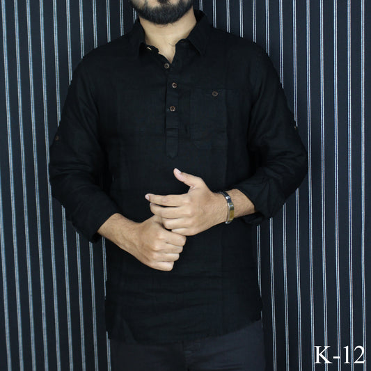 Black Remi Cotton Katua Shirt K-12