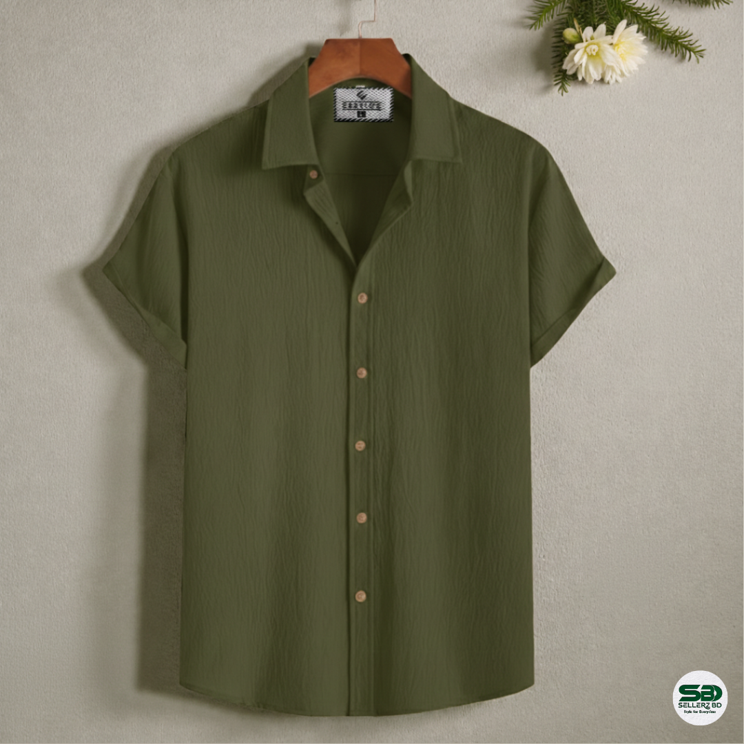 Olive Colour Premium Zafran Cotton Full Sleeve Shirt