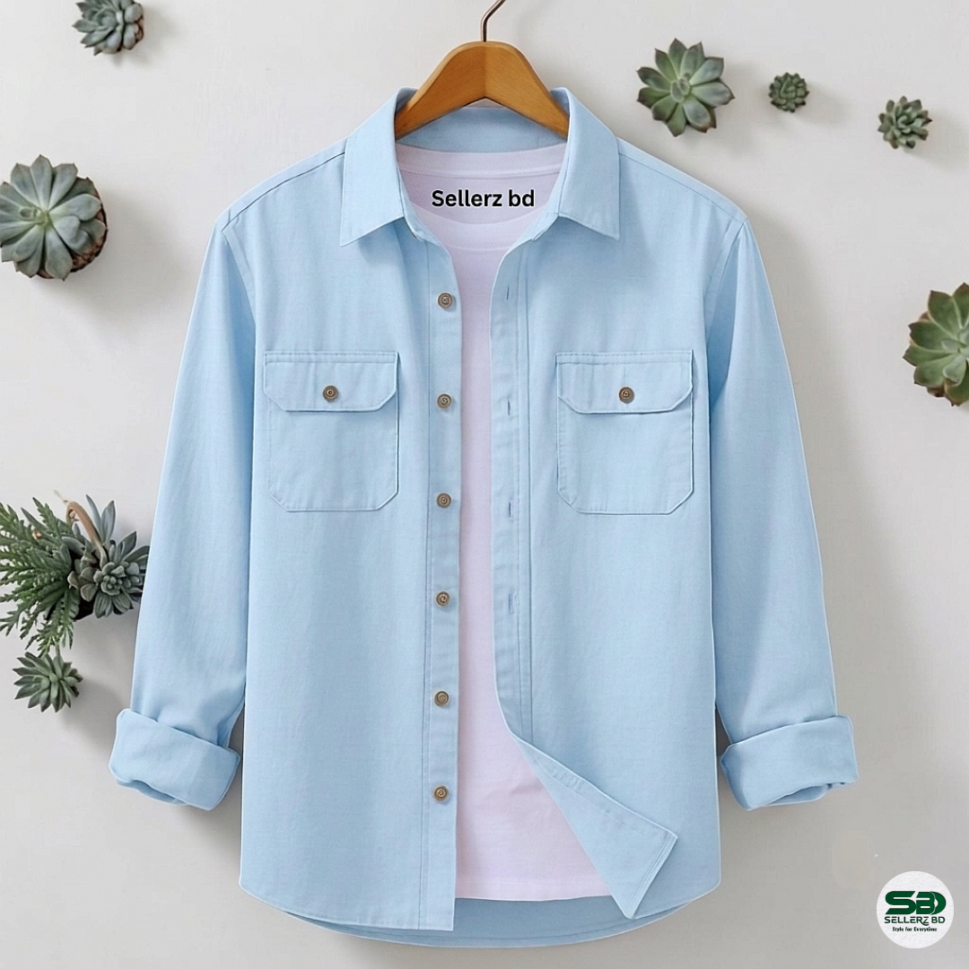 Sky Blue Double Pocket Full Sleeve Shirt