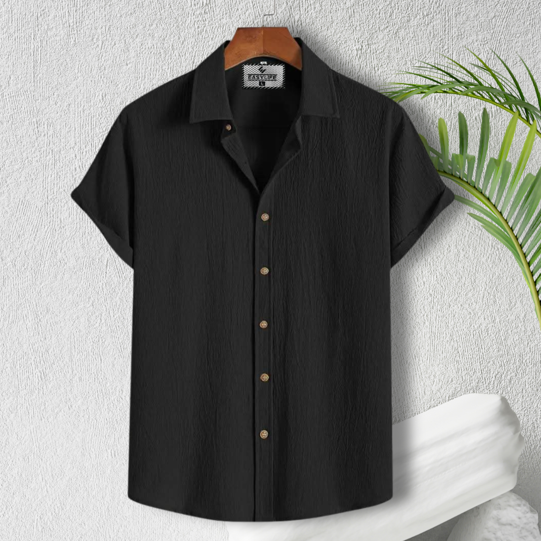 Black Colour Premium Zafran Cotton Full Sleeve Shirt