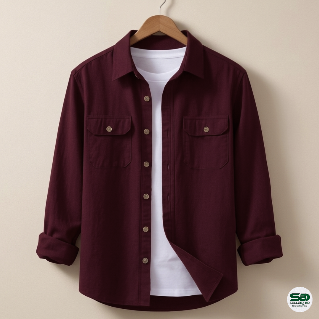 Deep Maroon Colour Double Pocket Full Sleeve Shirt