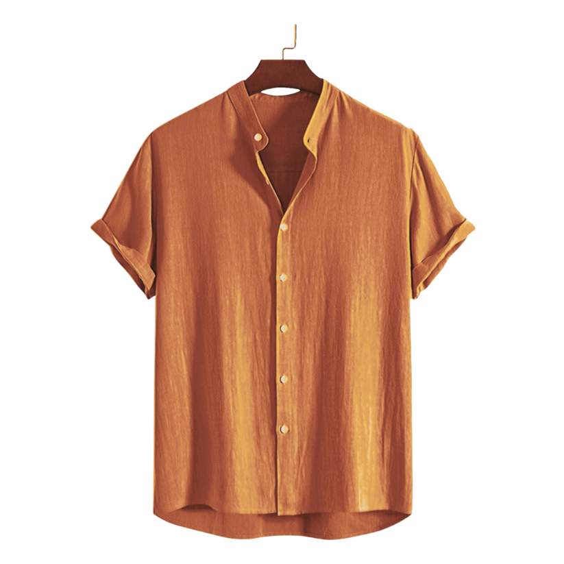 Master Yellow Band Collar Solid Cotton Shirt