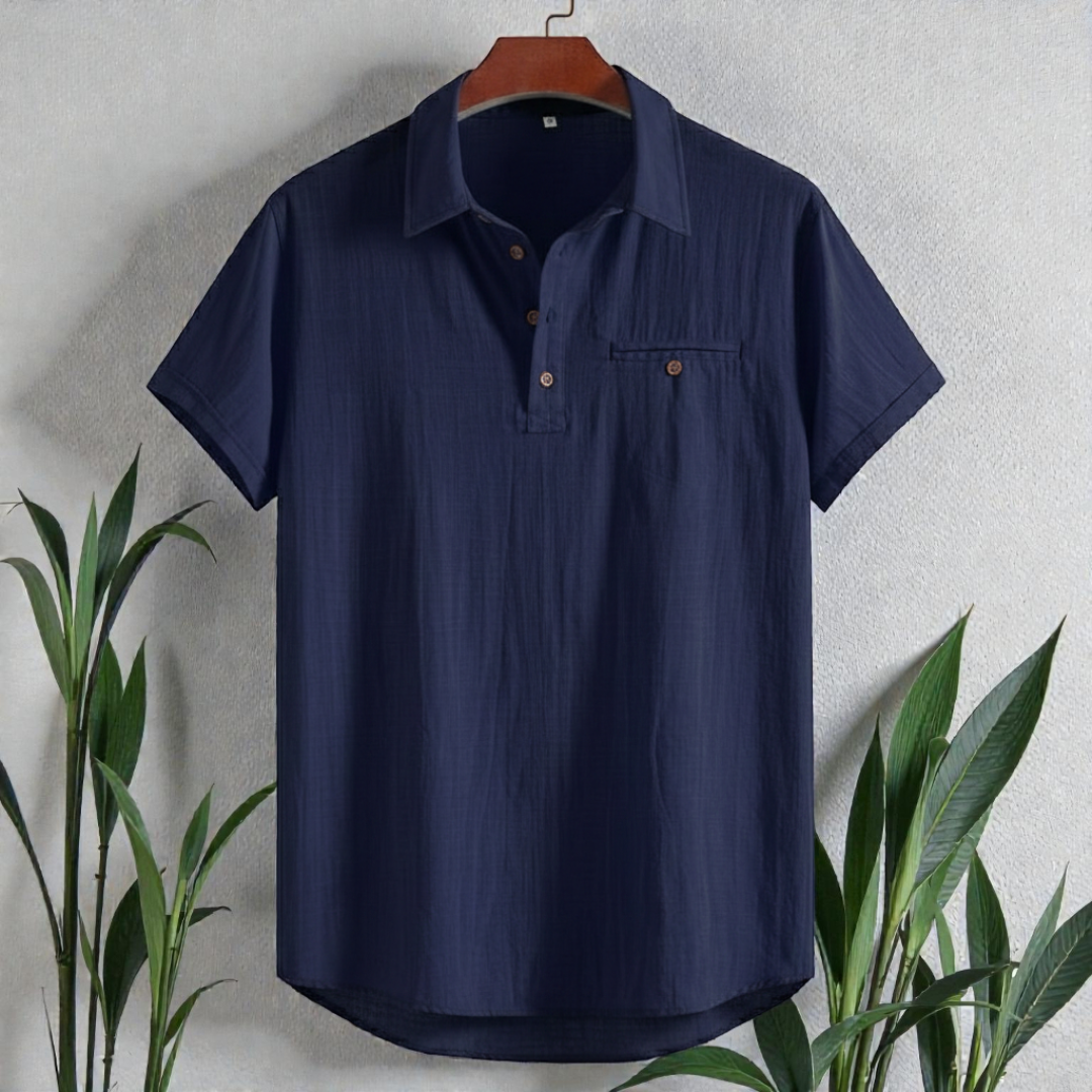 Navy Blue Premium Cotton Spread Collar Katua Shirt