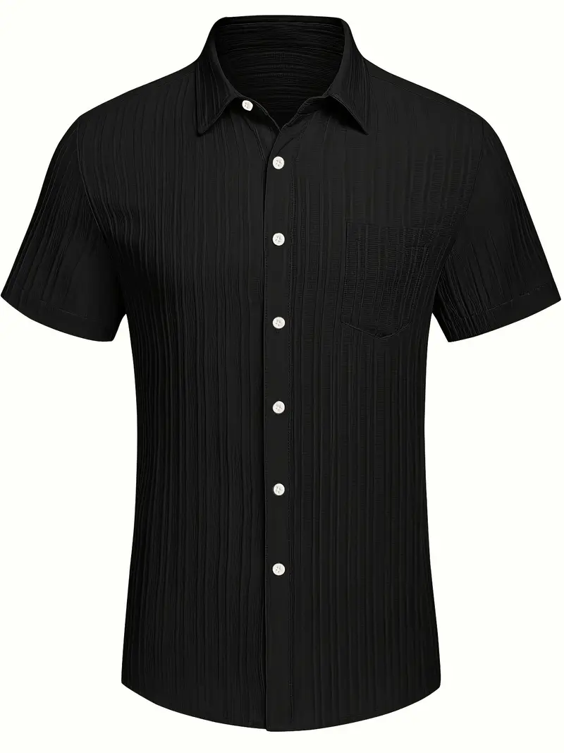 Black Half Sleeve Striped Texture Premium Shirt