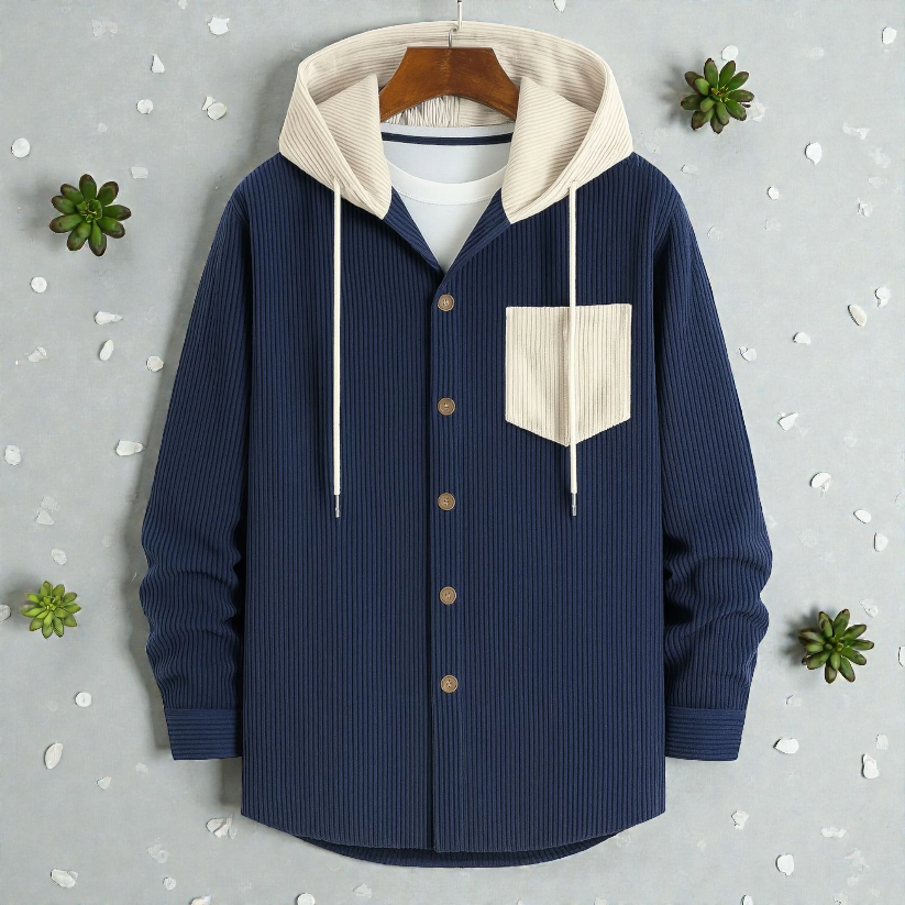 Navy Blue Luxuries Full Sleeve Cord Hoodie