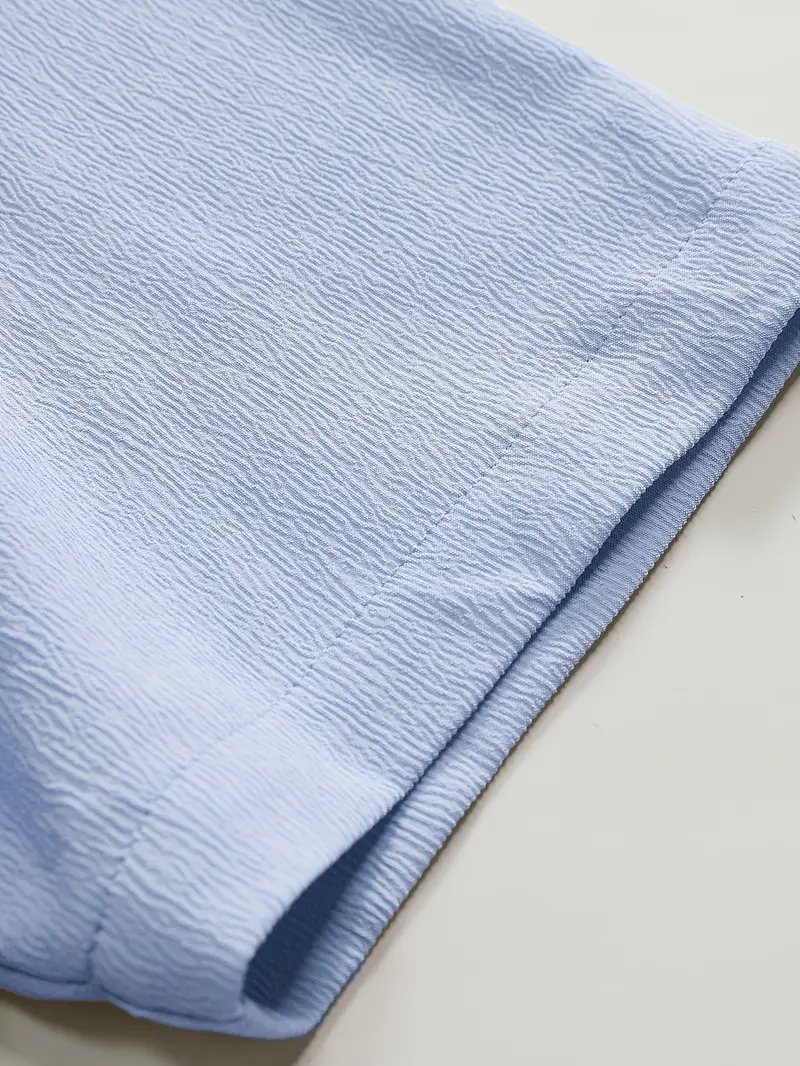 Sky Blue Band Collar Solid Cotton Shirt