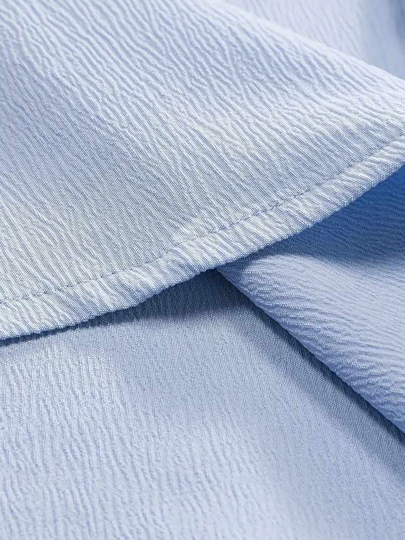 Sky Blue Band Collar Solid Cotton Shirt