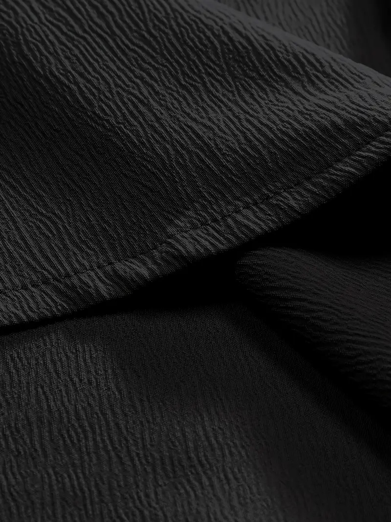 Black Band Collar Solid Cotton Shirt