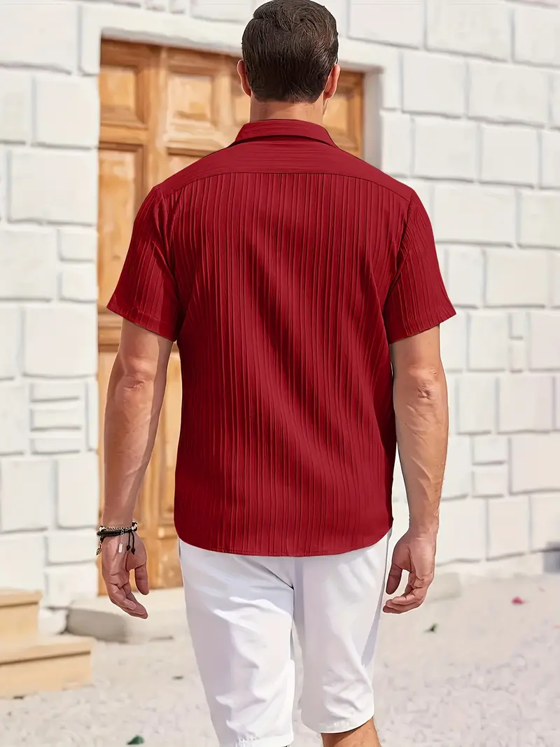 Maroon Half Sleeve Striped Texture Premium Shirt