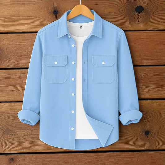 Sky Blue Double Pocket Full Sleeve Shirt