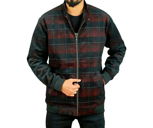 Men’s Corduroy Jacket in Black Maroon CD-20