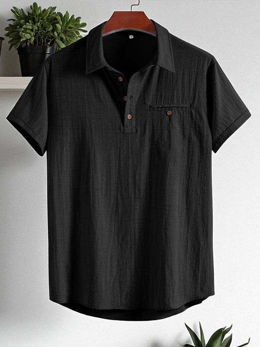 Black  Premium Cotton Spread Collar Katua Shirt