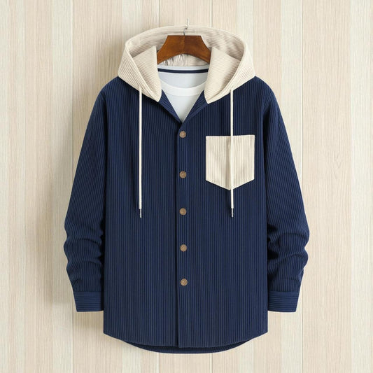 Navy Blue Luxuries Full Sleeve Cord Hoodie