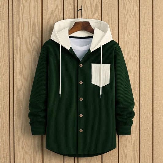 Bottle Green Luxuries Full Sleeve Cord Hoodie