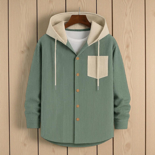 Light Moss Green Luxuries Full Sleeve Cord Hoodie