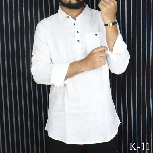 White Remi Cotton Katua Shirt K-11