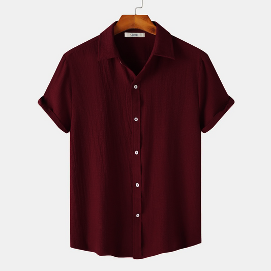 Maroon Short Sleeve Summer Shirt