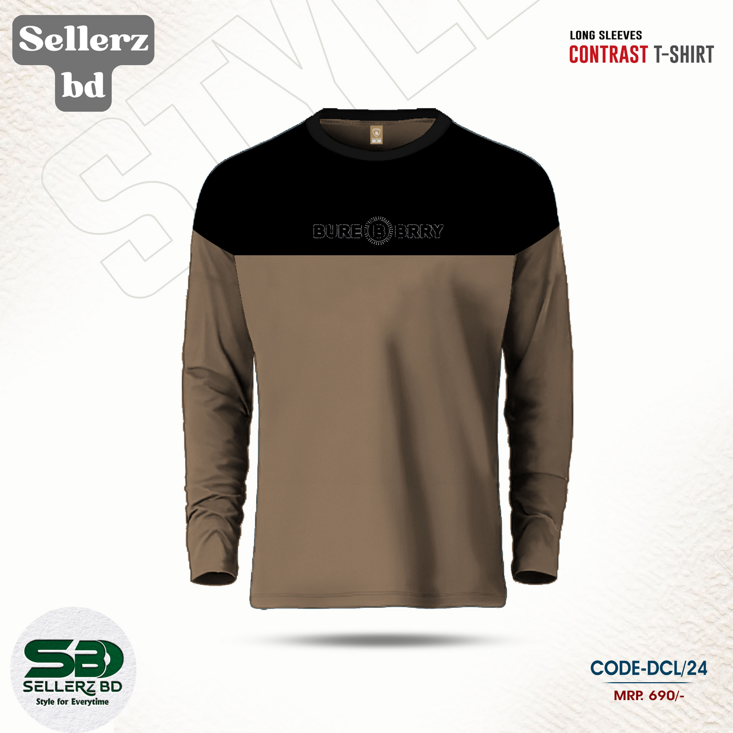 Mens Premium Designer Edition Full Sleeve T Shirt-BROWN SBD 480