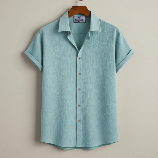 See Green Colour Premium Zafran Cotton Full Sleeve Shirt