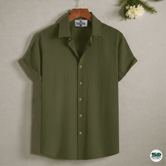 Olive Colour Premium Zafran Cotton Full Sleeve Shirt