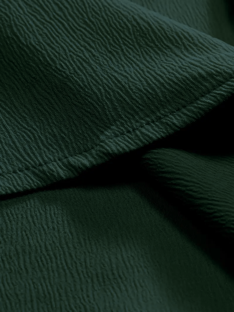 Dark Green Band Collar Solid Cotton Shirt