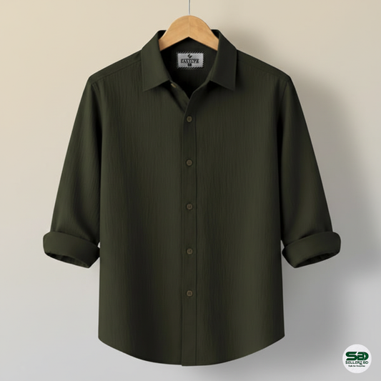 Olive Premium Zafran Cotton Full Sleeve Shirt
