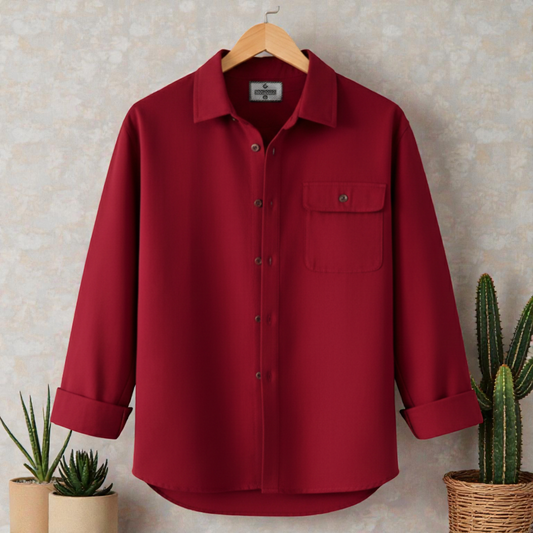 Maroon Colour Single Pocket Full Sleeve Shirt