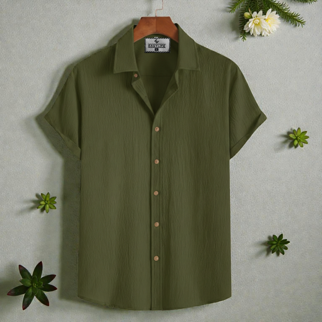 Olive Colour Premium Zafran Cotton Full Sleeve Shirt