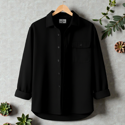 Black Colour Single Pocket Full Sleeve Shirt