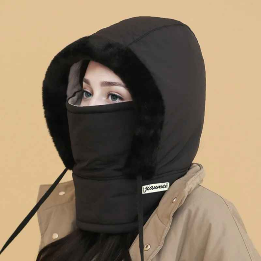 Black Colour Winter Wind Proof Hat With Ear Flaps