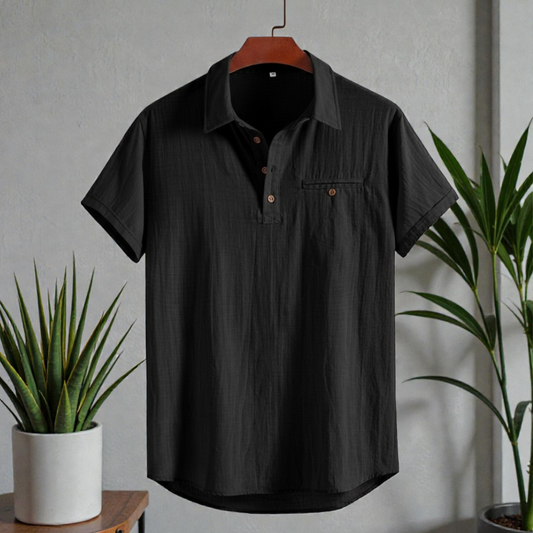 Black  Premium Cotton Spread Collar Katua Shirt