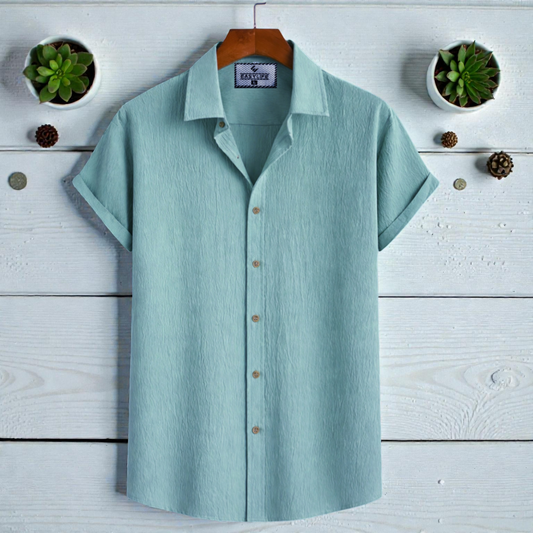 See Green Colour Premium Zafran Cotton Full Sleeve Shirt