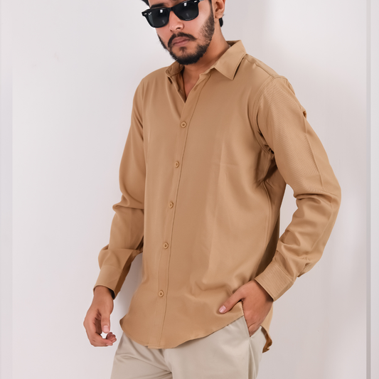 Khaki Colour Premium Cherry Cotton Full Sleeve Shirt