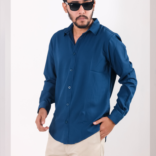 Teal Colour Premium Cherry Cotton Full Sleeve Shirt