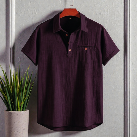 Deep Plum Premium Cotton Spread Collar Katua Shirt