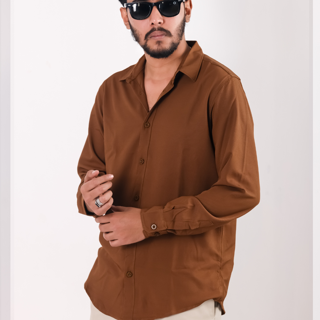 Brown Colour Premium Cherry Cotton Full Sleeve Shirt