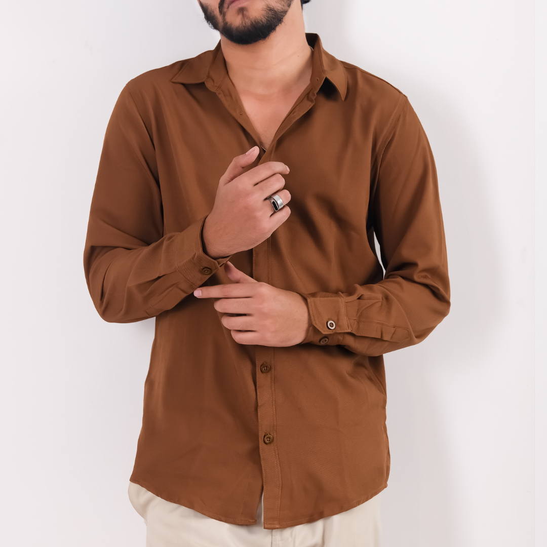 Brown Colour Premium Cherry Cotton Full Sleeve Shirt