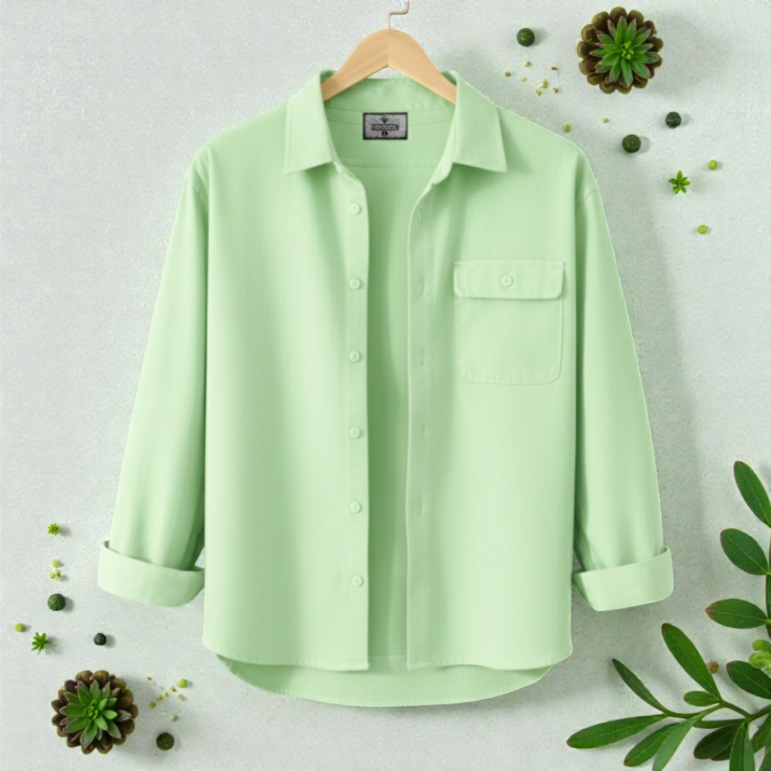 Lemon Colour Single Pocket Full Sleeve Shirt
