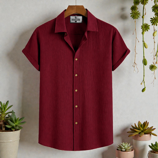Maroon Colour Premium Zafran Cotton Full Sleeve Shirt