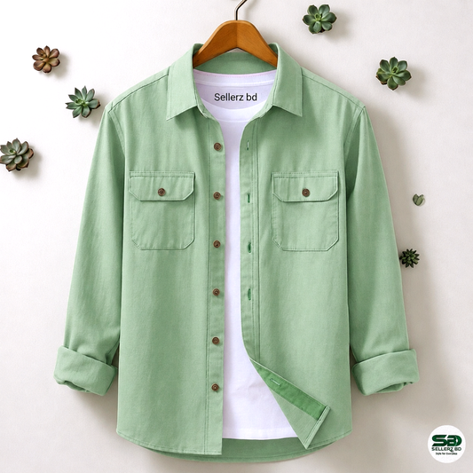 Lemon Colour Double Pocket Full Sleeve Shirt