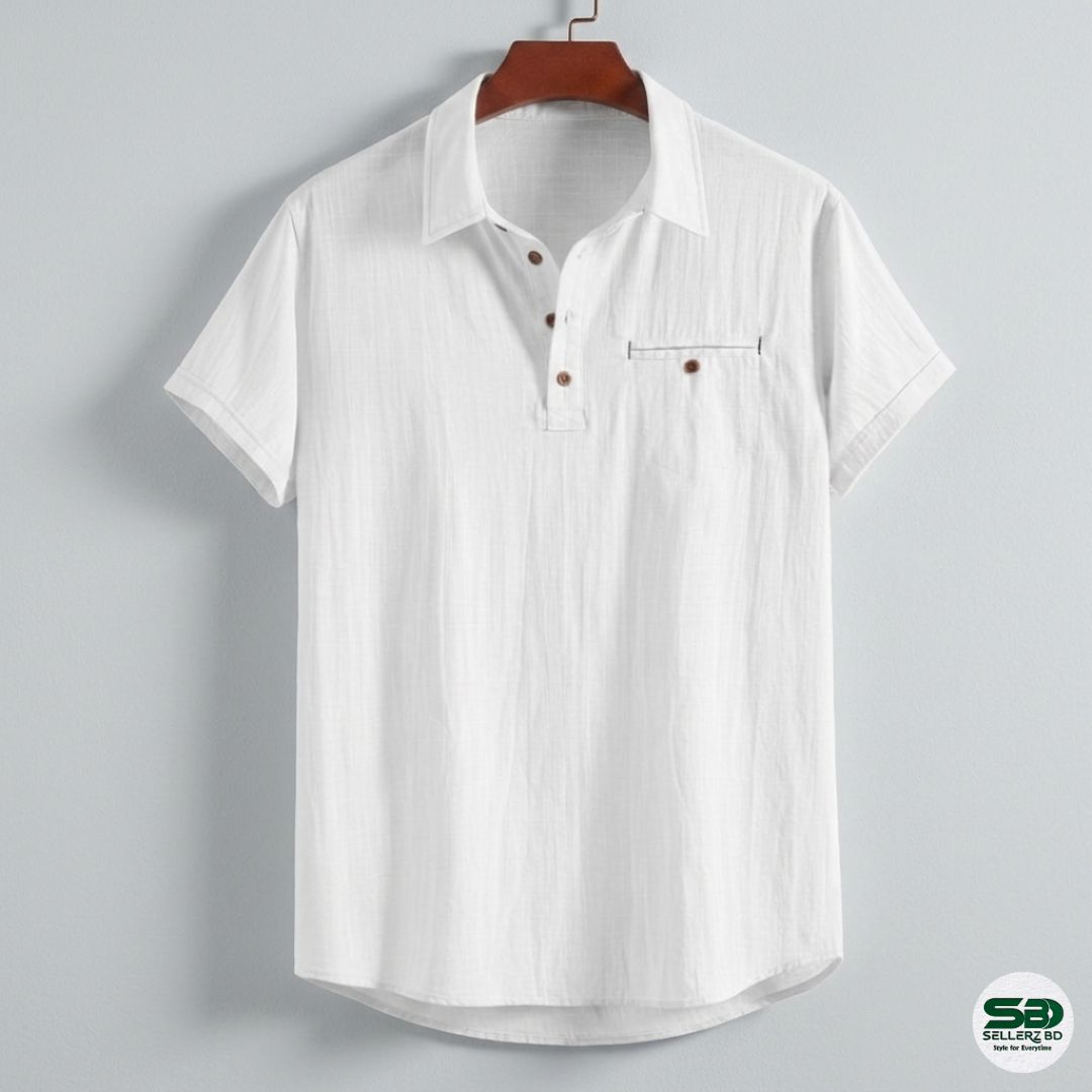 White Premium Cotton Spread Collar Katua Shirt