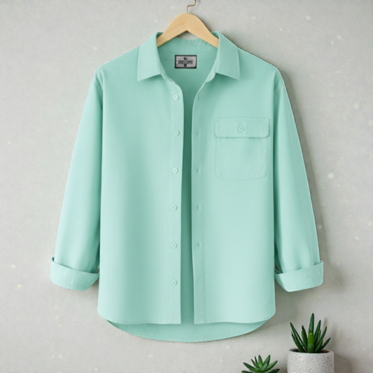 Sea Green Colour Single Pocket Full Sleeve Shirt