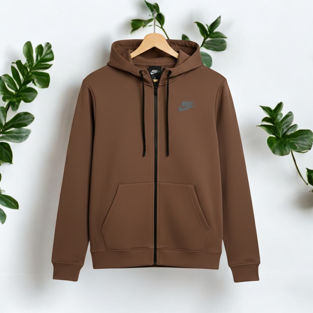 Brown Colour Luxuries Men's Soft Cotton Zipper Hoodie