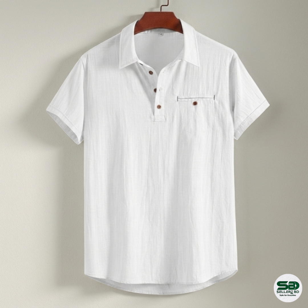 White Premium Cotton Spread Collar Katua Shirt