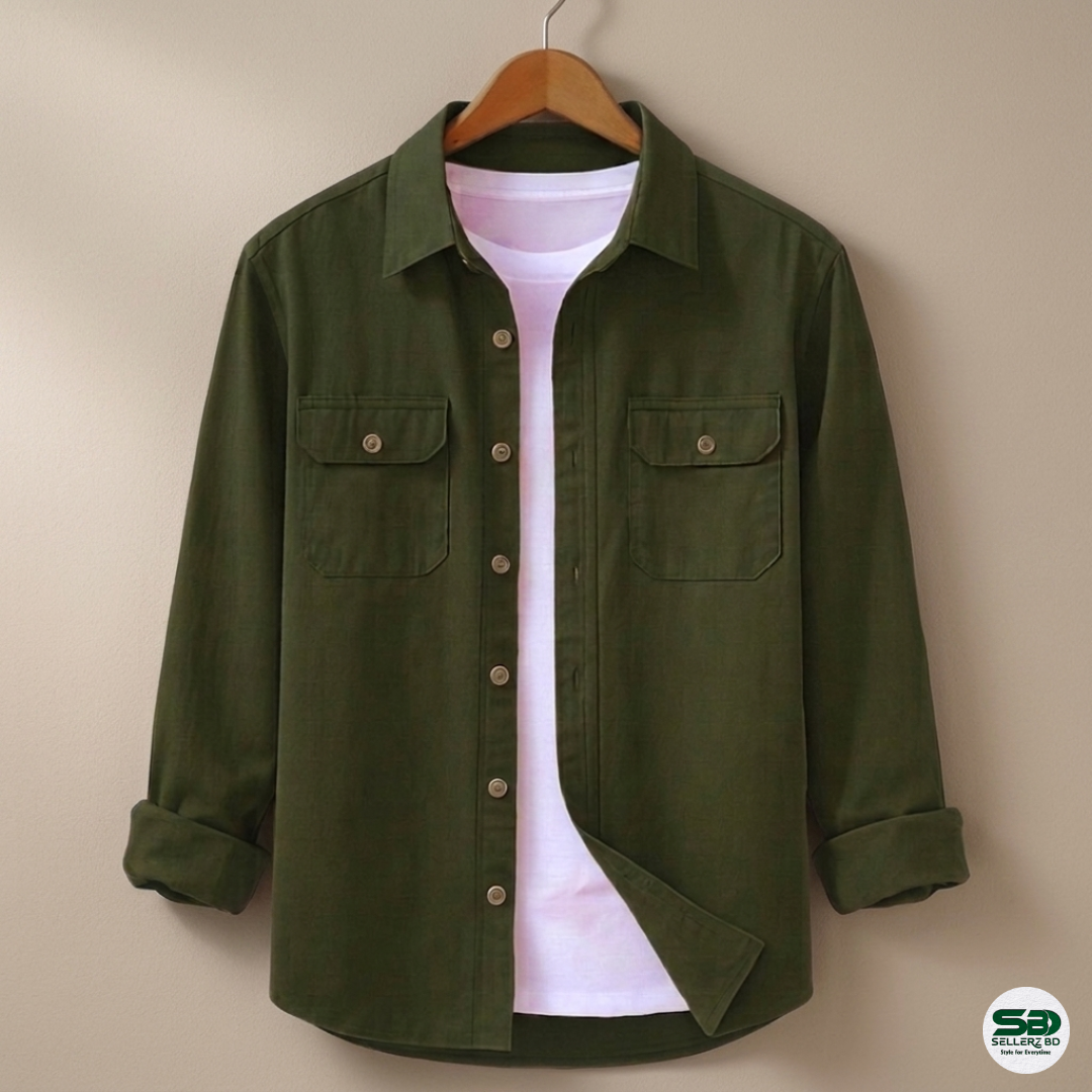 Olive Colour Double Pocket Full Sleeve Shirt