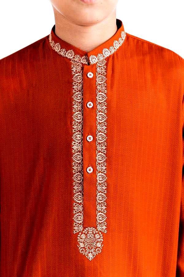 Gold Orange Embroidered Kurta SB-SBD22-047