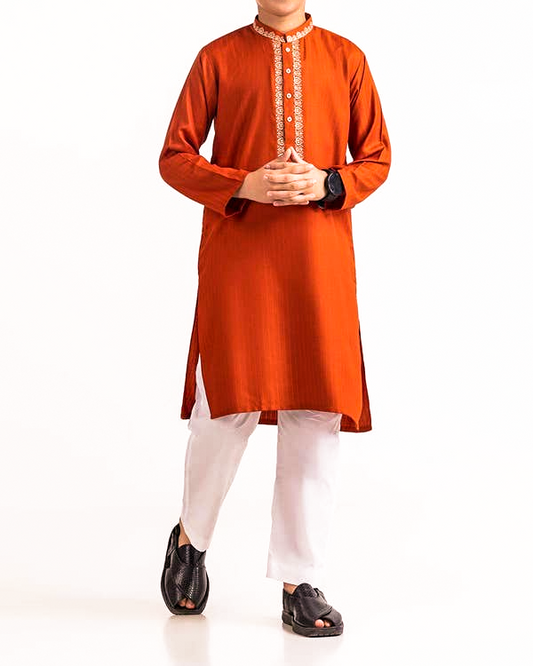 Gold Orange Embroidered Kurta SB-SBD22-047