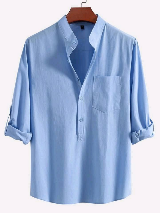 Sky Blue Colour Premium Cotton Full Sleeve Katua