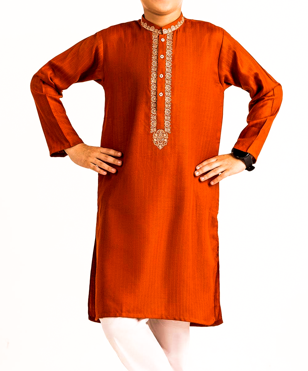 Gold Orange Embroidered Kurta SB-SBD22-047